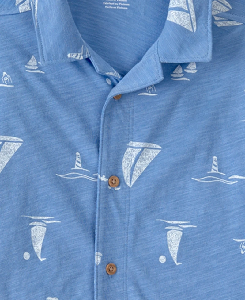 Carter's Boys' Toddler 2T-5T Sailboat Button-Up Top and Shorts, 2-Piece Set