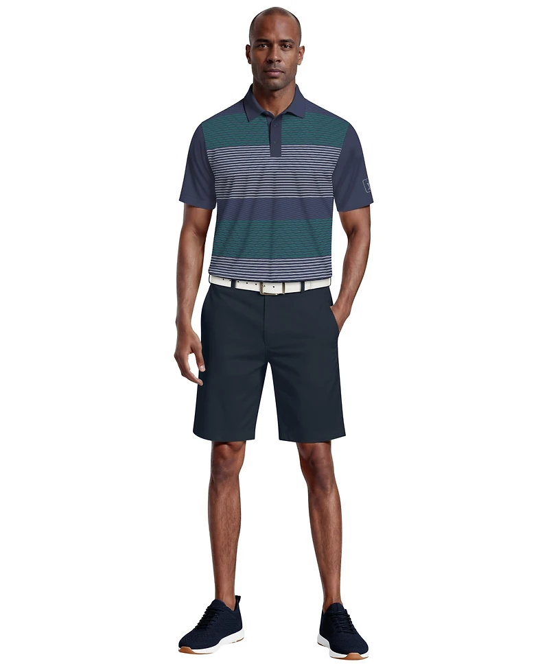 Pga Tour Men's Layered Stripe Print Golf Polo Shirt