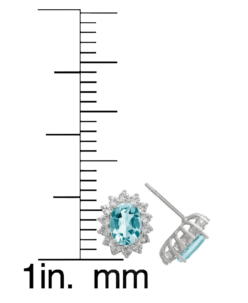 Macy's 2-Piece Lab-Grown Aquamarine (4.45 ct. t.w.) & Lab-Grown White Sapphire (0.32 ct. t.w.) Pendant Necklace and Earrings Set in Sterling Silver