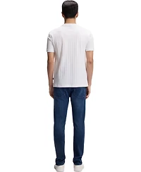 Boss by Hugo Men's Mercerised-Cotton Structured Stripes T-Shirt