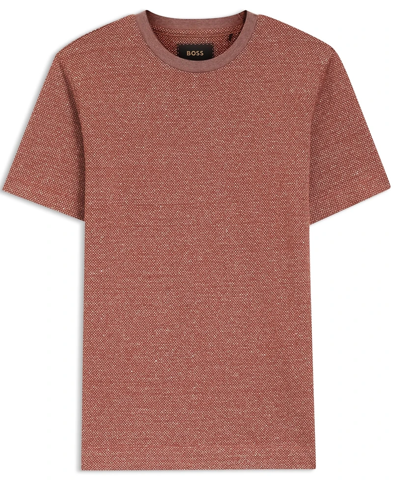 Boss by Hugo Men's Cotton, Linen Silk Mouline-Structured T-Shirt