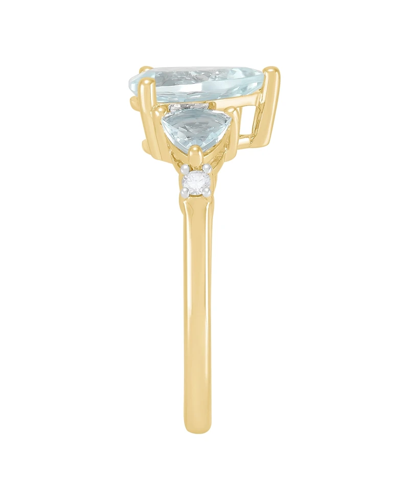 Macy's Aquamarine (1-9/10 ct. t.w.) and Diamond Accent Ring in 14k Yellow Gold