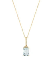 Macy's Aquamarine (1-3/8 ct. t.w.) & Diamond Accent Pendant Necklace in 14k Yellow Gold