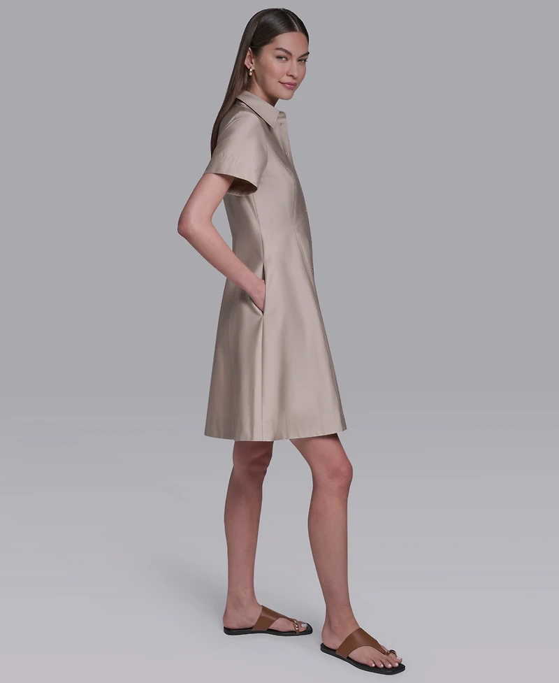 Halston Women's Short-Sleeve Collared Shirt Dress