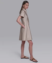 Halston Women's Short-Sleeve Collared Shirt Dress