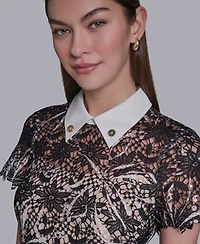 Halston Women's Short-Sleeve Collared Sheath Dress