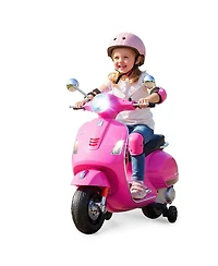 Mecale 12V Kids Electric Motorcycle Licensed Vespa with Music and Training Wheels.