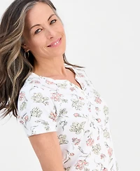 Style & Co Petite Poetic Bloom Henley Short-Sleeve T-Shirt, Macy's Exclusive