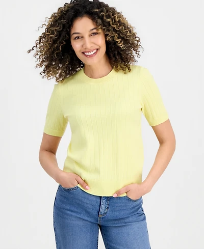 Style & Co Petite Fine Gauge Rib Crewneck Sweater, Macy's Exclusive