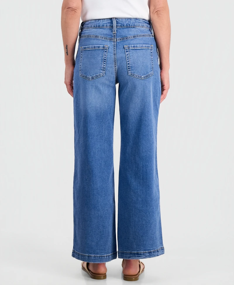 Style & Co Petite High-Rise Wide-Leg Jeans, Macy's Exclusive