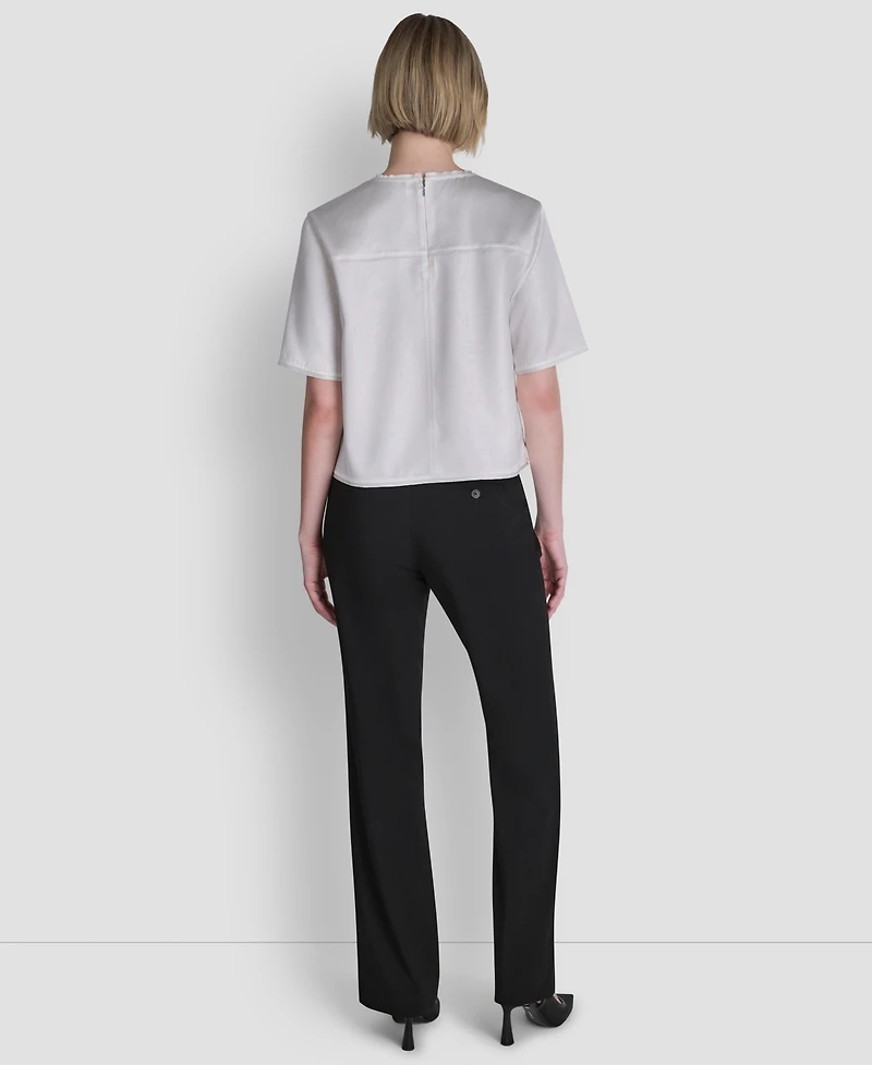 Dkny Women's Crackle Woven Crewneck Blouse