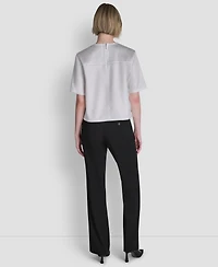 Dkny Women's Crackle Woven Crewneck Blouse