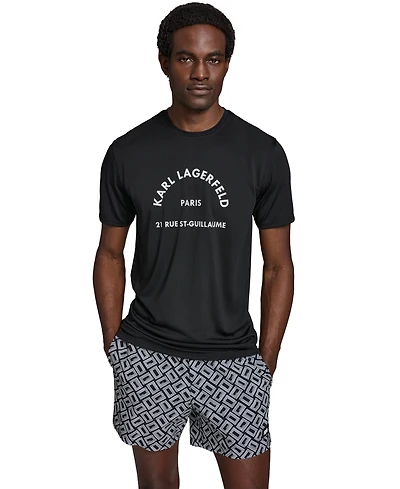 Karl Lagerfeld Paris Men's Short-Sleeve Arch Logo Rashguard