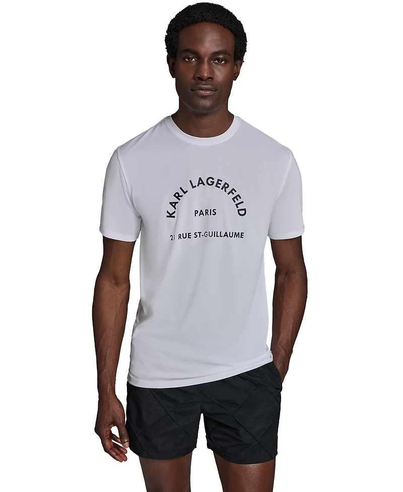 Karl Lagerfeld Paris Men's Short-Sleeve Arch Logo Rashguard