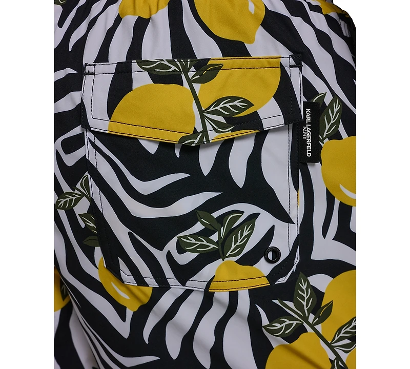 Karl Lagerfeld Paris Men's Regular-Fit Quick-Dry 5" Swim Trunks with Boxer Brief Liner
