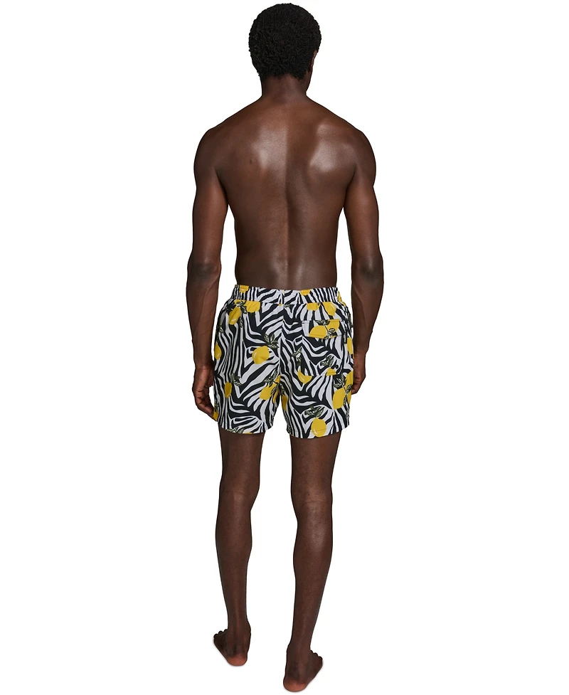 Karl Lagerfeld Paris Men's Regular-Fit Quick-Dry 5" Swim Trunks with Boxer Brief Liner