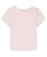Tommy Hilfiger Girls' 7-16 Stripe Pointelle Rib Short-Sleeve Top