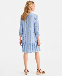Style & Co Women's Printed Quilted 3/4-Sleeve Dress, Macy's Exclusive