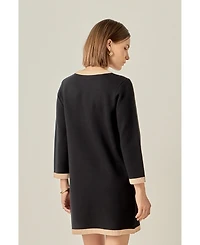 English Factory Women's White and Black Mini Knit Dress