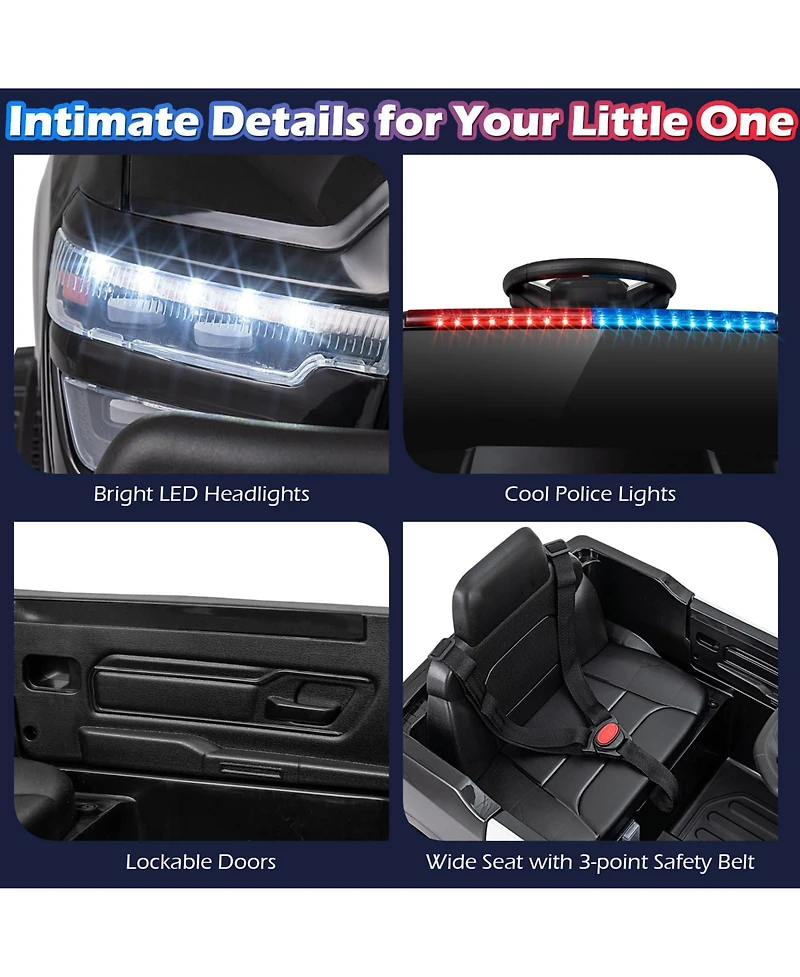 Mecale 12V Kids Ride On Car Licensed Ram 3500 Electric Vehicle with Remote Control-Black