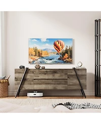 Gaomon Brand 55" Modern Farmhouse Tv Stand, 2 Drawers Adjustable Shelves U-Shaped Metal Legs Entertainment Center
