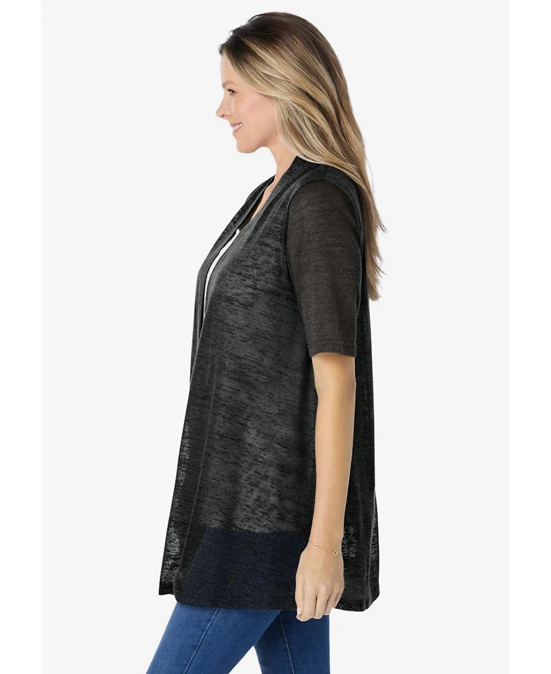 Woman Within Plus Lightweight Open Front Cardigan Sweater
