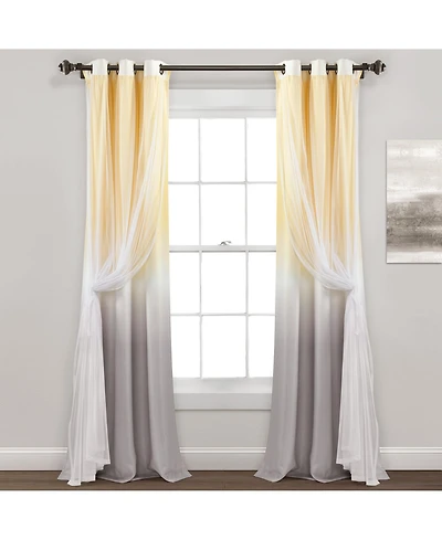 Lush Decor Umbre Fiesta Grommet Room Darkening With Sheer Curtain Panel Single - Ombre Curtains For Bedroom Or Living Room