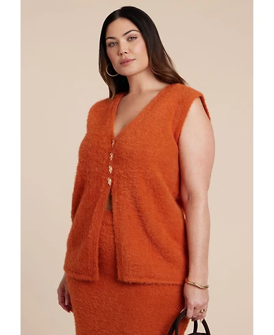 Eloquii Women's Fuzzy Sweater Vest