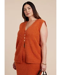 Eloquii Women's Fuzzy Sweater Vest