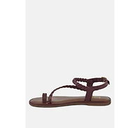 Stallone Womens Braided Flat Sandals