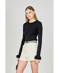 endless rose Women's Ruffled Cuff Knit Top