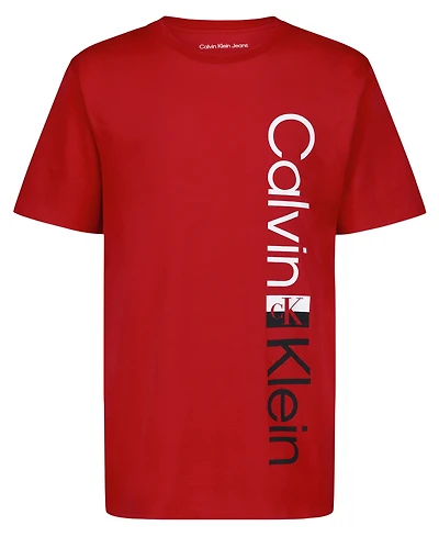 Calvin Klein Boys' 8-20 Vertical Ck Short-Sleeve Crewneck T-Shirt