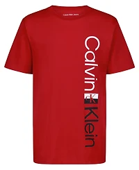 Calvin Klein Boys' 8-20 Vertical Ck Short-Sleeve Crewneck T-Shirt