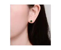 Genevive Sparkling 14K Gold Plated Green & Clear Cz Stud Earrings