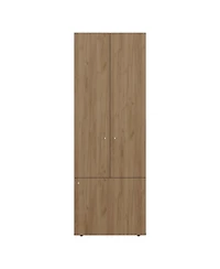 Fm Furniture Tolleson 3-Door Tall Wardrobe Cabinet with 4 Shelves – Freestanding Storage Armoire for Bedroom or Entryway