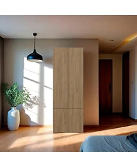 Fm Furniture Tolleson 3-Door Tall Wardrobe Cabinet with 4 Shelves – Freestanding Storage Armoire for Bedroom or Entryway