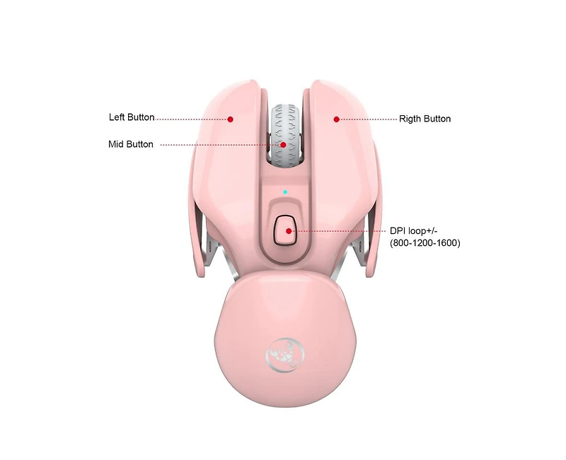 Risokeys 2.4G Wireless Rechargeable Mouse, 3-Speed Dpi 800-1600, Silent Click, Fun Futuristic Design, Ergonomic for Pc, Laptop, Mac, Home & Office