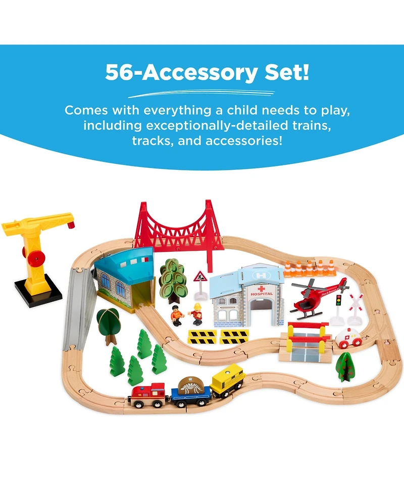 Best Choice Products Wooden Train Set Table for Toddlers, 56pc Multi-Activity Table for Kids w/Toy Storage Drawer & Reversible Top