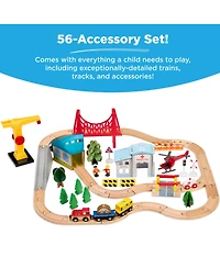 Best Choice Products Wooden Train Set Table for Toddlers, 56pc Multi-Activity Table for Kids w/Toy Storage Drawer & Reversible Top