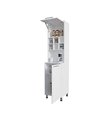 Fm Furniture Rock Kitchen Pantry with Pneumatic Door, Open Storage, and Bottom Cabinet