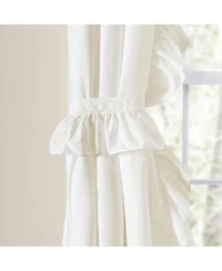 Ellis Curtain Classic Wide Solid Color Perma Press Ruffled Priscilla Curtain Panel With Ties 84" x 45" Natural