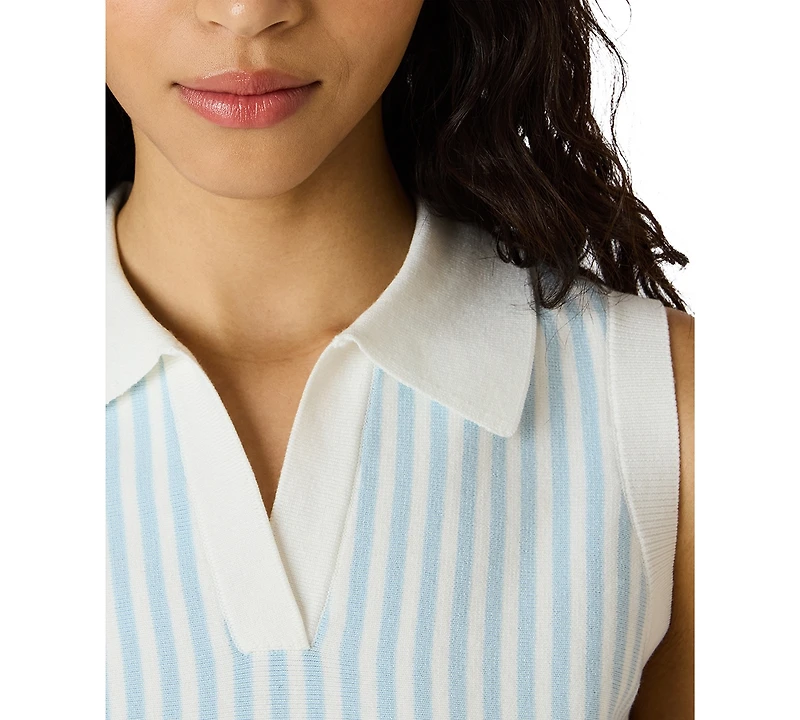 Steve Madden Women's Amery Striped Collared Sleeveless Sweater
