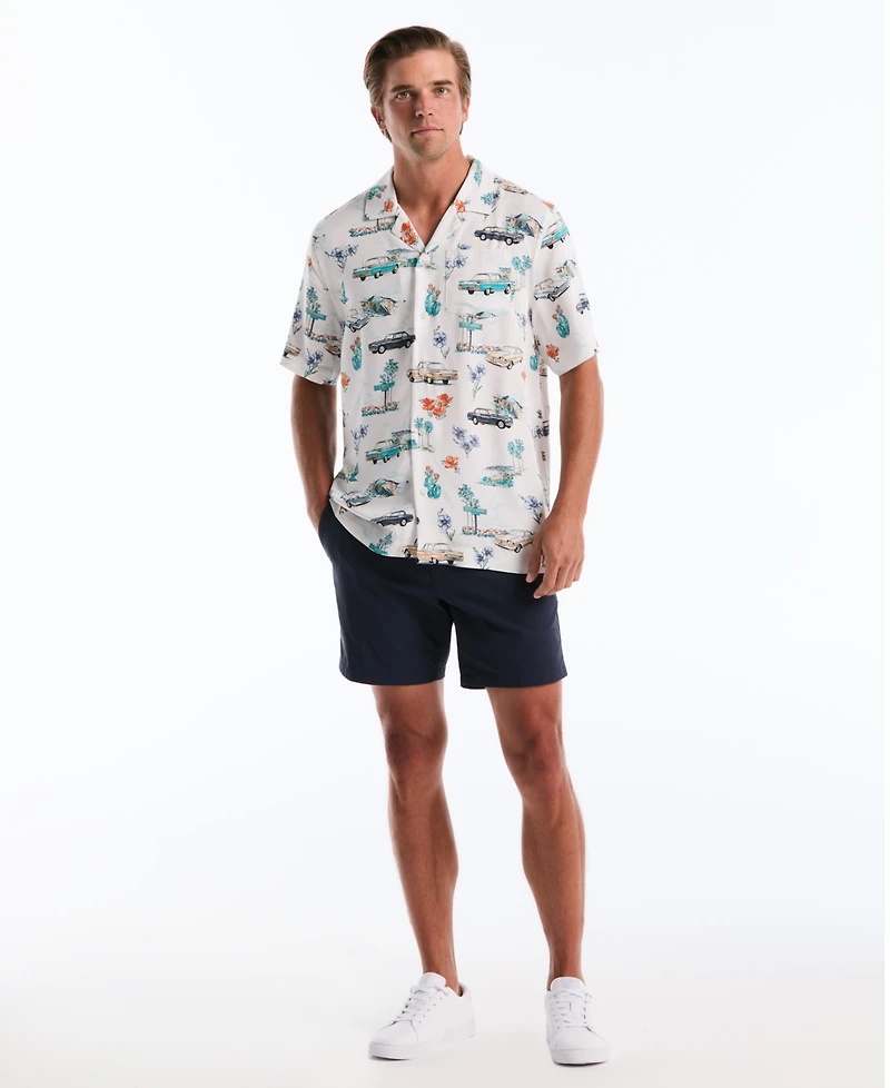 Original Penguin Men's Car Print Camp Collar Shirt