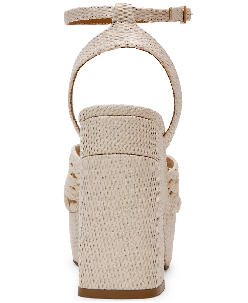 Dv Dolce Vita Women's Whisora Crossband Raffia Woven Platform Dress Sandals