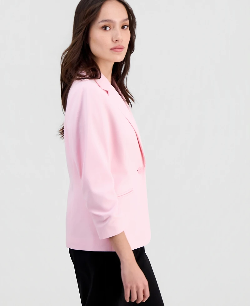Anne Klein Essentials Petite Scrunch-Sleeve Blazer