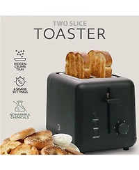 Willow Kitchen 2-Slice Toaster with Wide Slots - Perfect for Toast Bagels, Compact Design, Crumb Tray