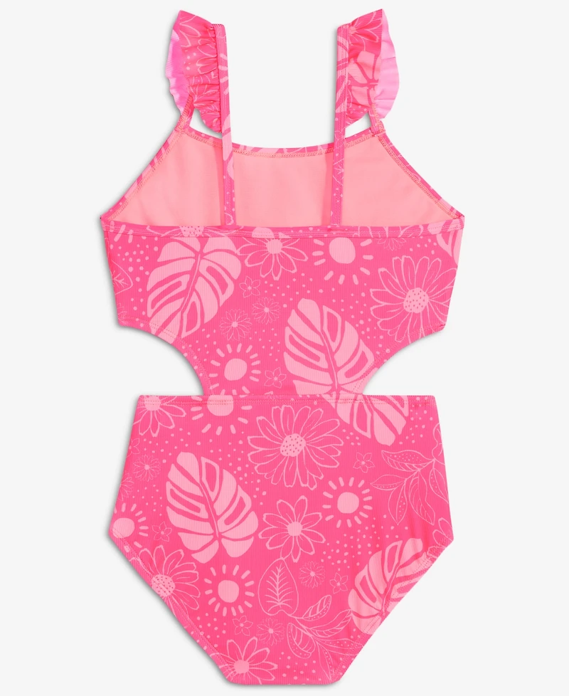 Breaking Waves Girls' 7-16 Palm-Print Cut-Out One-Piece Swimsuit