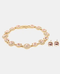 Givenchy Gold-Tone Boxed Blue Pave Halo Bracelet And Earring Set