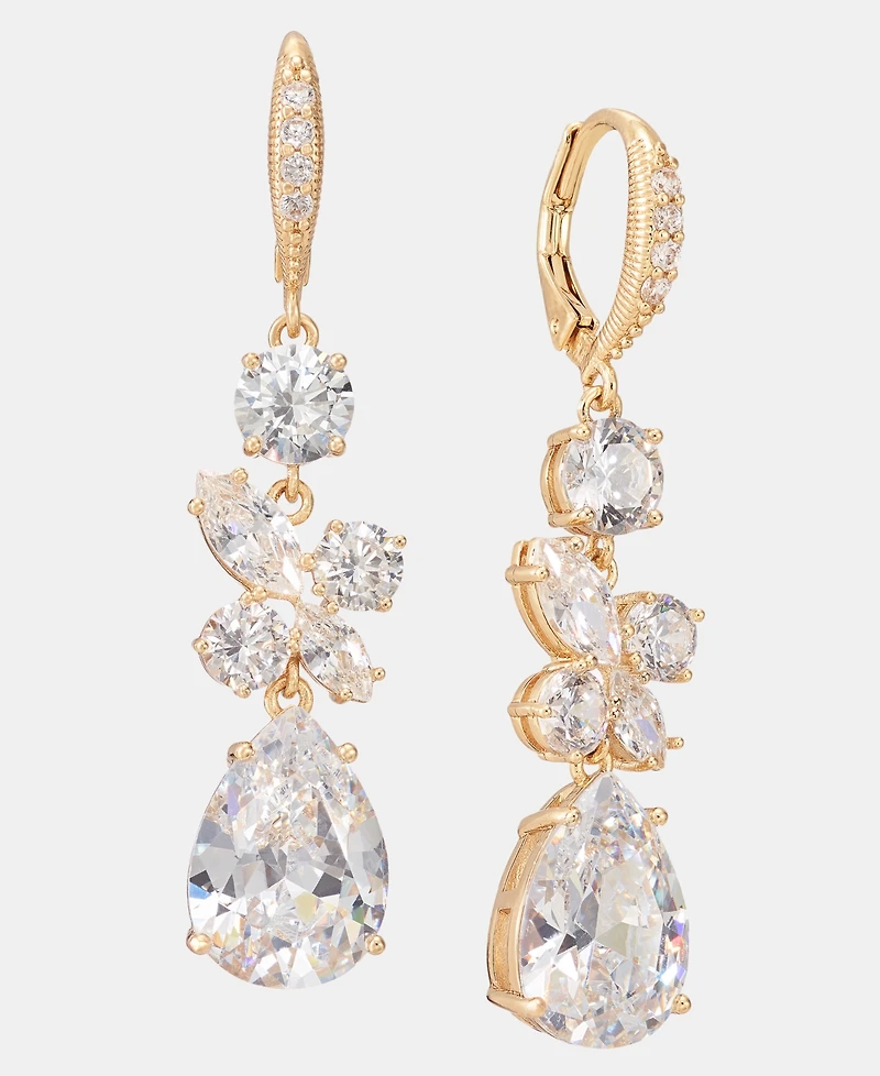 Givenchy Cubic Zirconia Cluster Triple Drop Earrings