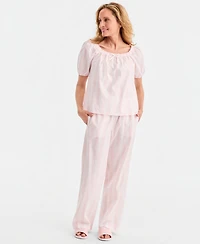 Women's Mother's Day Woven Stripe Pj Set, Created for Macy's